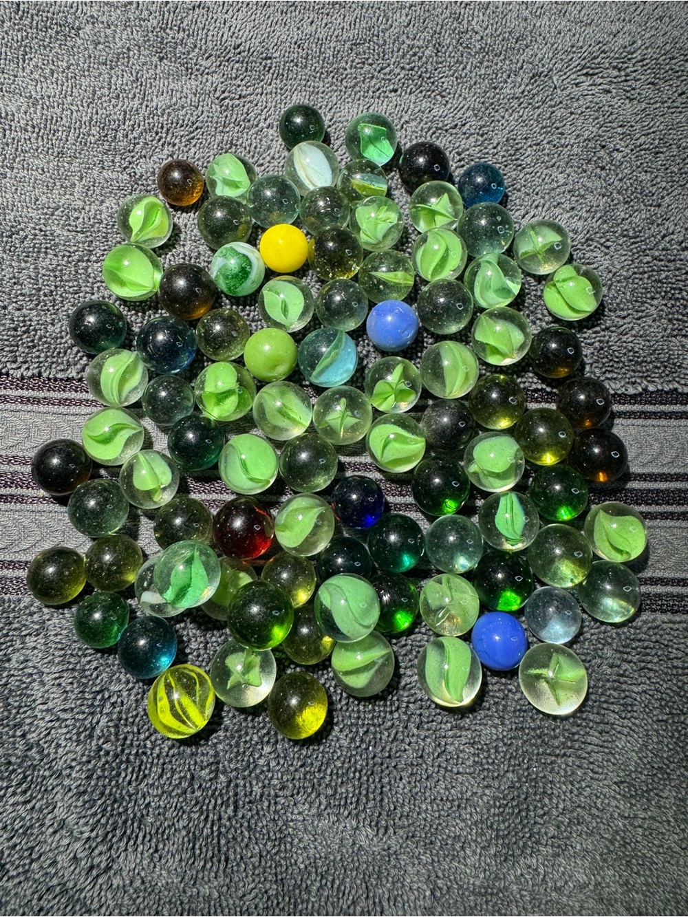 Lot of 92 Assorted Colorful Marbles Mixed Sizes & Designs
